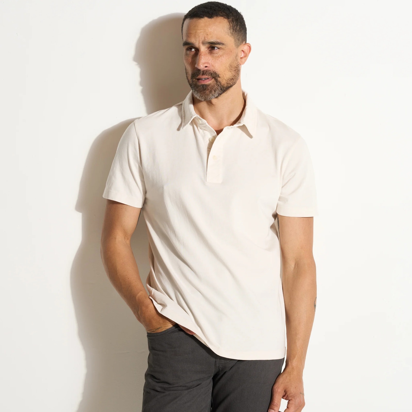 Rowan Men's Henderson Short Sleeve Polo Shirt In Vintage White (Cream) — image 3 of 8